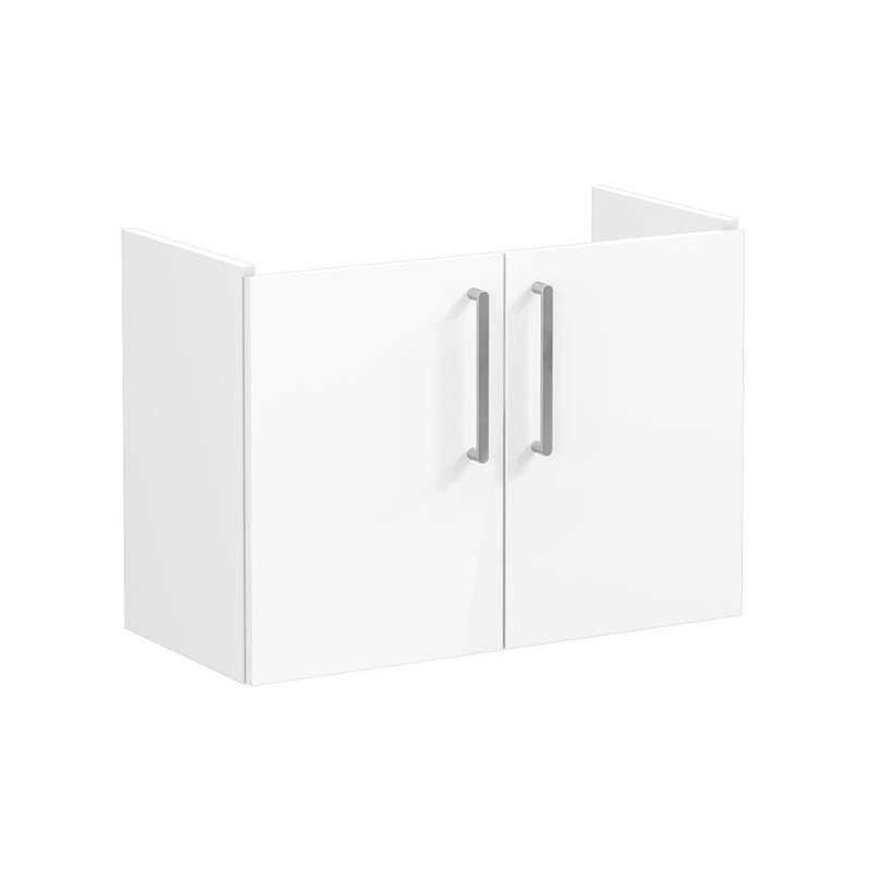 VitrA Root Flat 80cm 2 Door Wall Hung Slim Washbasin Unit – High Gloss White