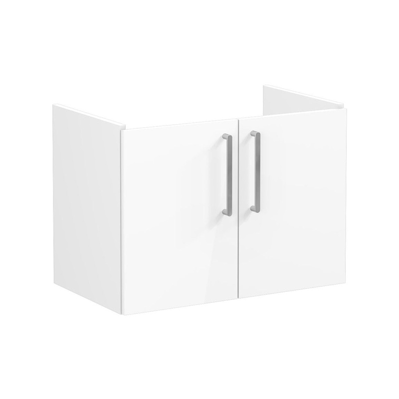 VitrA Root Flat 80cm 2 Door Wall Hung Washbasin Unit – High Gloss White