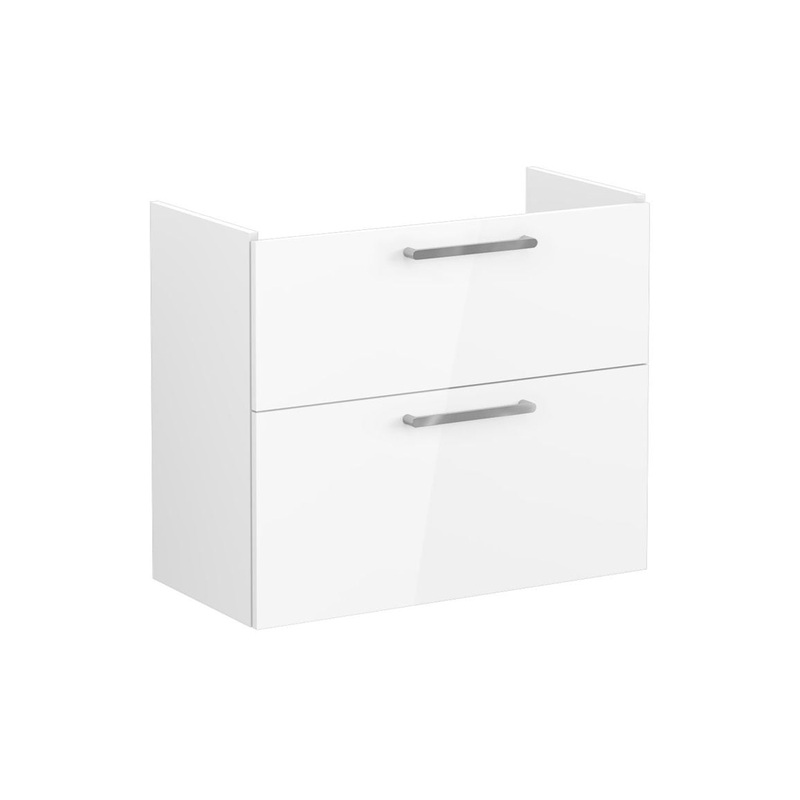 VitrA Root Flat 80cm 2 Drawer Slim Washbasin Unit – High Gloss White