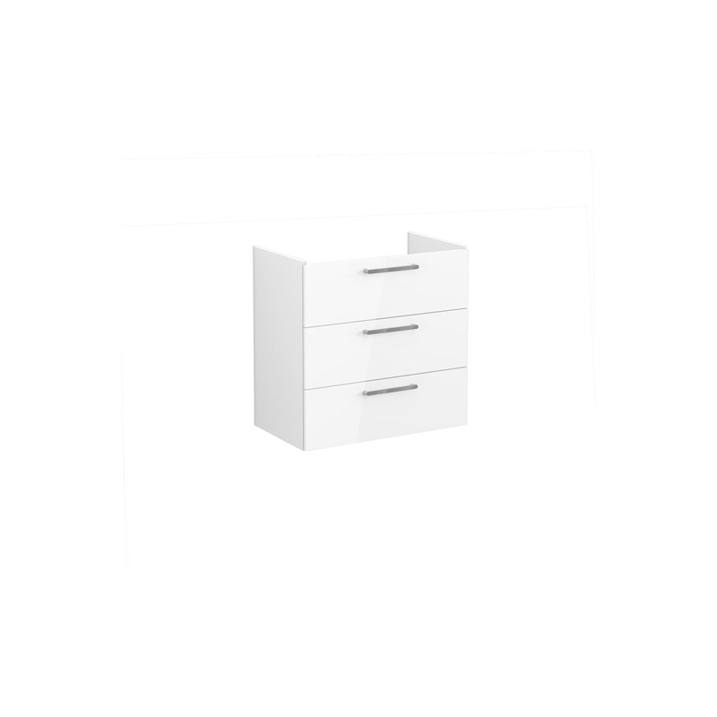 VitrA Root Flat 80cm 3 Drawer Washbasin Unit – High Gloss White