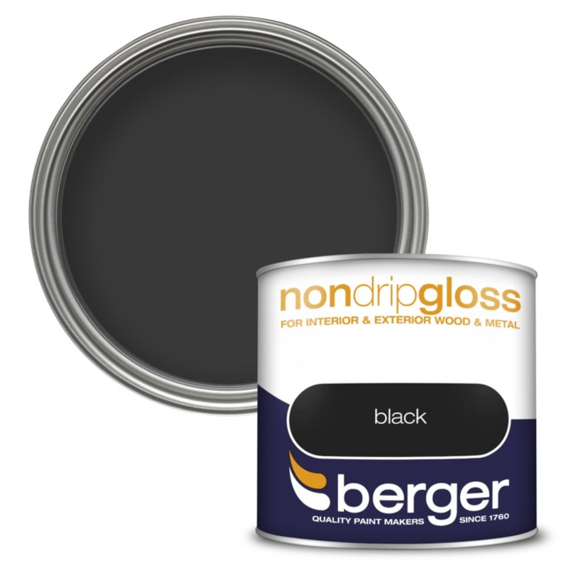 Berger Non Drip Gloss 250ml|Black|Pure Brilliant White