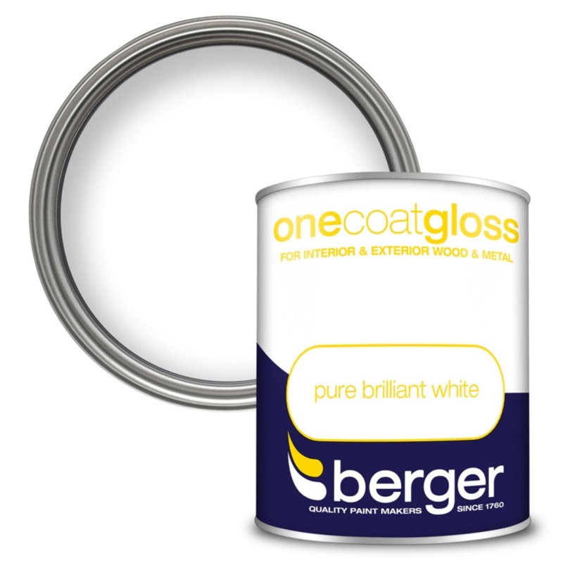 Berger One Coat Gloss 750ml|Pure Brilliant White