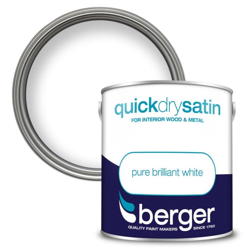 Berger Quick Dry Satin 2.5L|Brilliant White|Pure Brilliant White