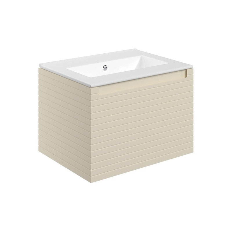 Chestnut 615mm Wall Hung 1 Drawer Basin Unit & 0TH Thin Edge Basin – Matt Cotton