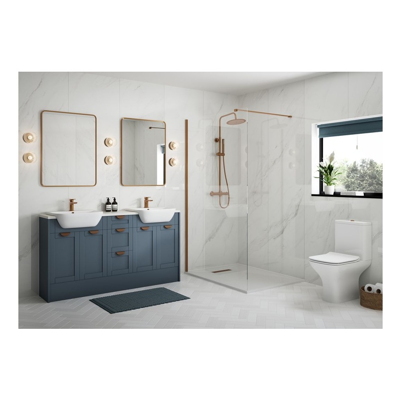 Clarence 1536mm Slim Basin, WC & 1 Door Unit Pack – Matt Arley Blue