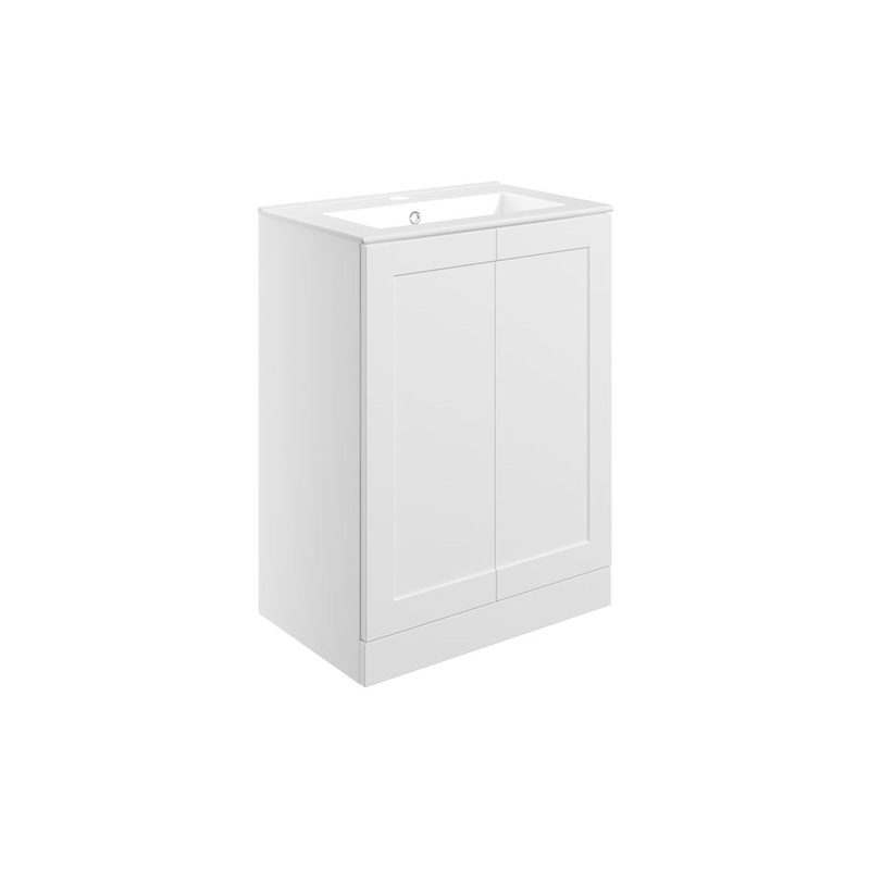 Harrogate 615mm Floor Standing 2 Door Basin Unit & Basin – Matt White
