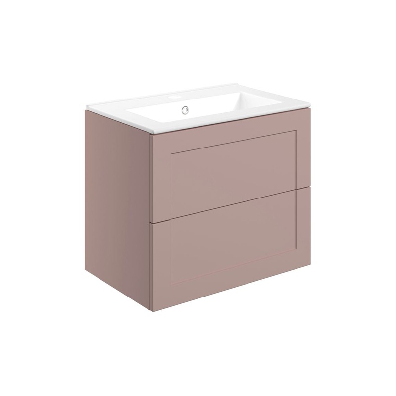 Harrogate 615mm Wall Hung 2 Drawer Basin Unit & Basin – Matt Peony