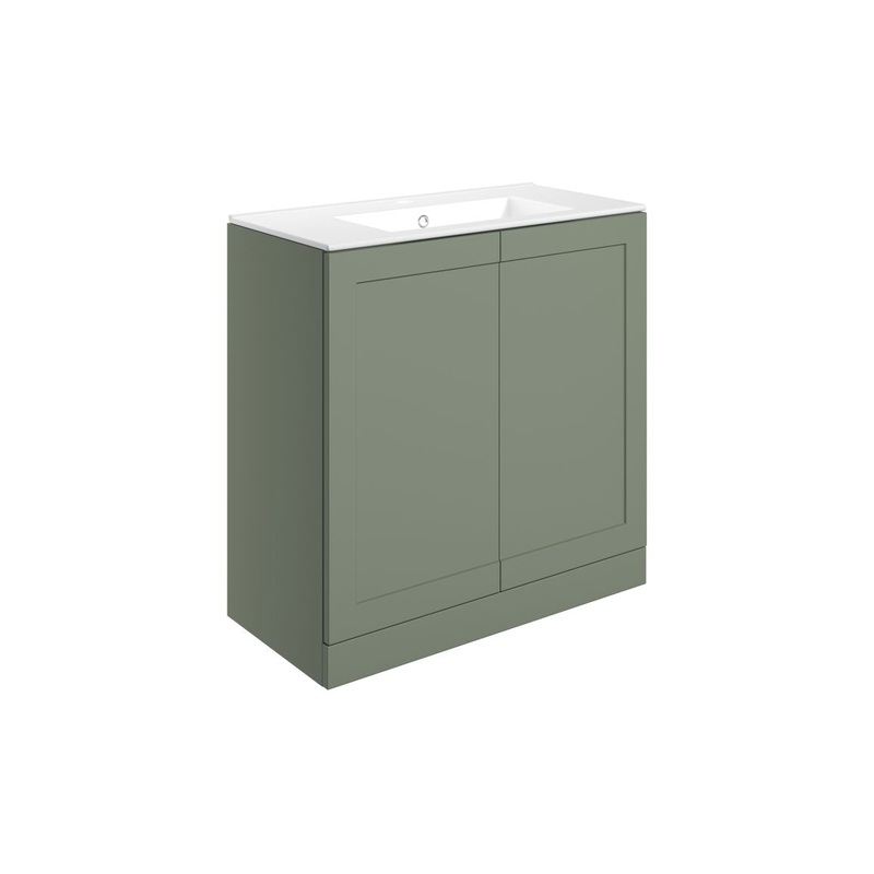 Harrogate 815mm Floor Standing 2 Door Basin Unit & Basin – Matt Reed Green