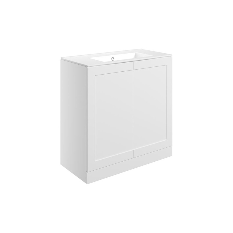 Harrogate 815mm Floor Standing 2 Door Basin Unit & Basin – Matt White
