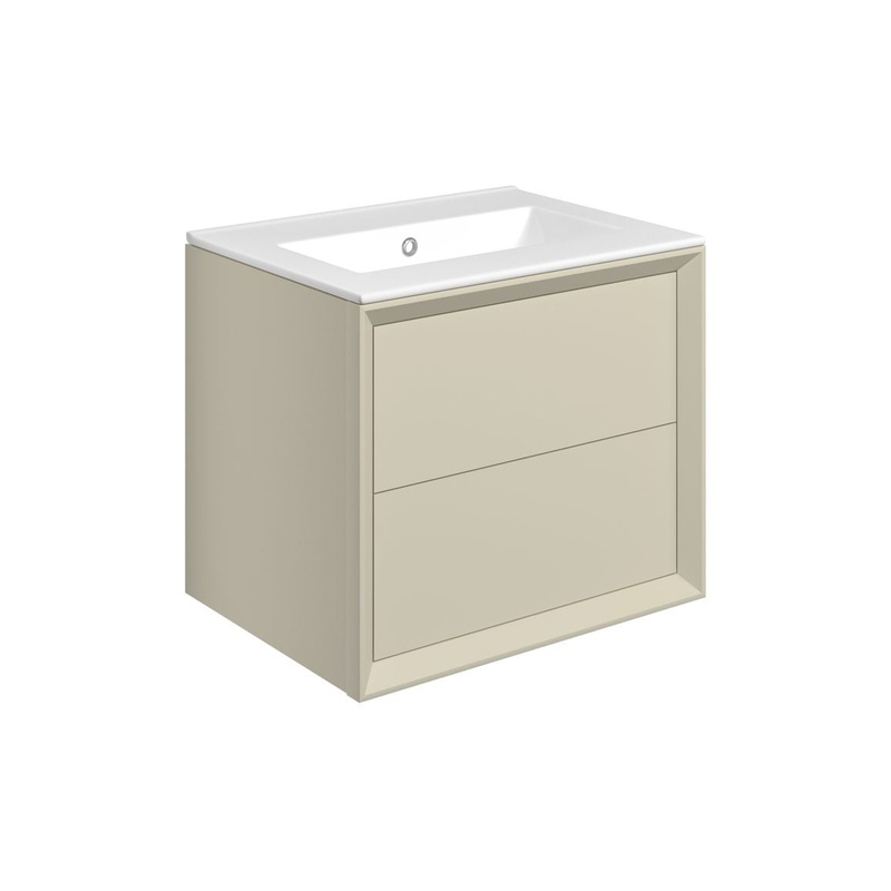 Ripon 615mm Wall Hung 2 Drawer Basin Unit & 0TH Thin Edge Basin – Matt Cotton