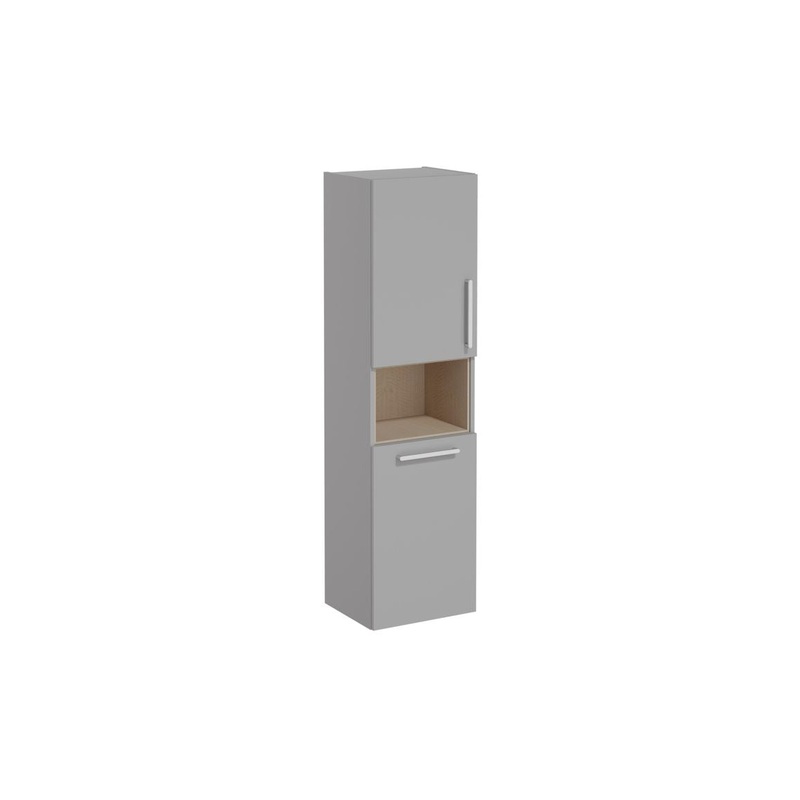 VitrA Root Flat 40cm 2 Door Semi-Tall Unit w/Laundry Basket (LH Hinge) – Matt Rock Grey