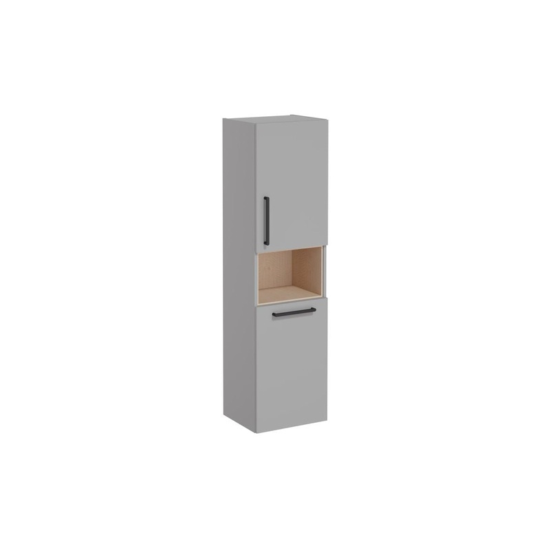 VitrA Root Flat 40cm 2 Door Semi-Tall Unit w/Laundry Basket (RH Hinge) – Matt Rock Grey