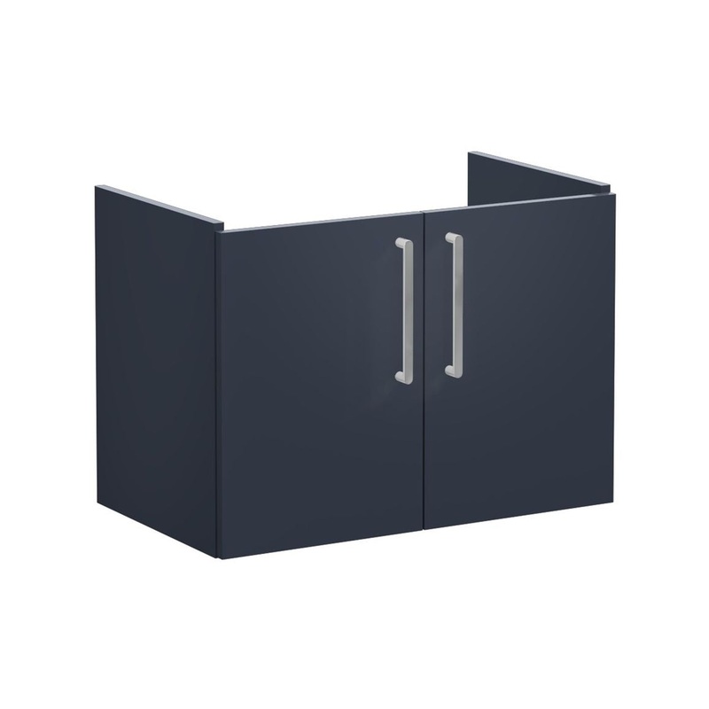 VitrA Root Flat 80cm 2 Door Wall Hung Slim Washbasin Unit – Matt Dark Blue