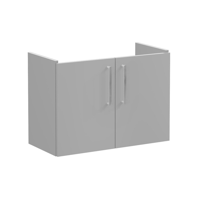 VitrA Root Flat 80cm 2 Door Wall Hung Slim Washbasin Unit – Matt Rock Grey