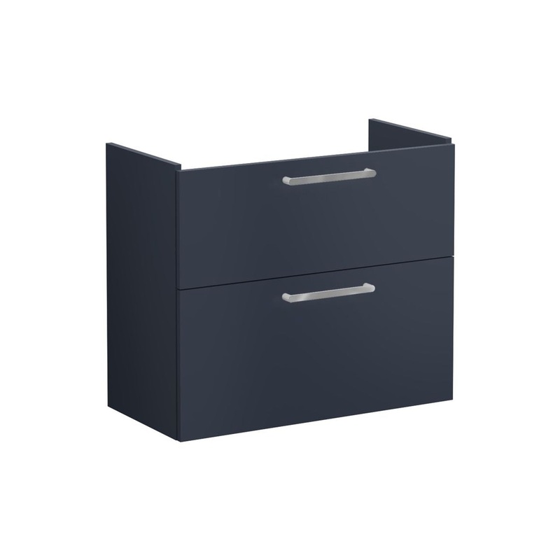 VitrA Root Flat 80cm 2 Drawer Slim Washbasin Unit – Matt Dark Blue