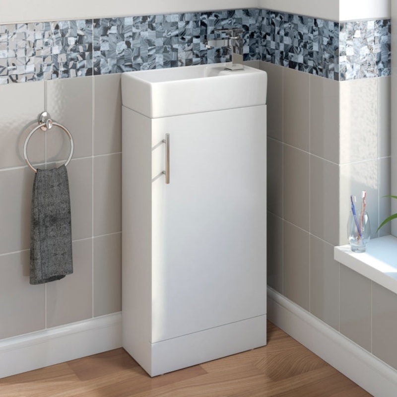 SP Rydal Floor Standing Mini Cabinet & Basin White 410mm