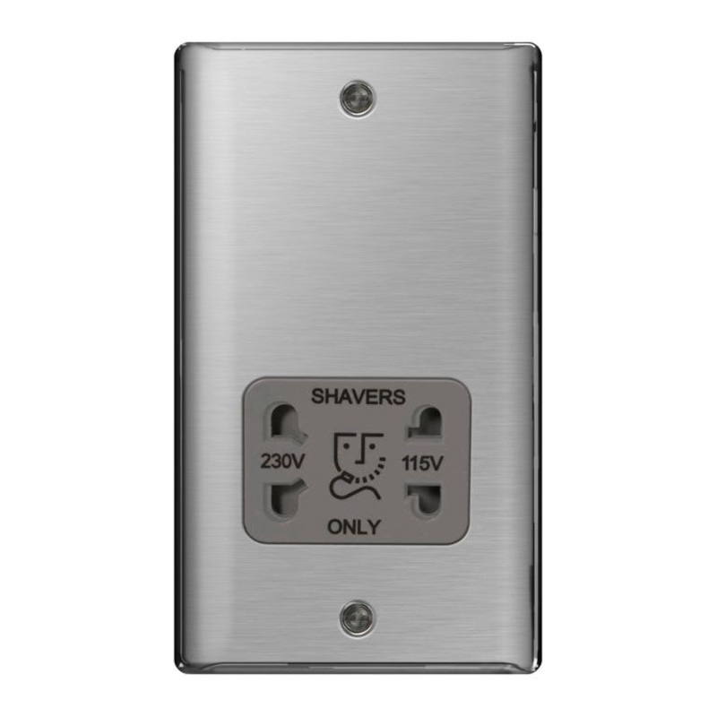 BG Shaver Socket 115/230v|Brushed Steel