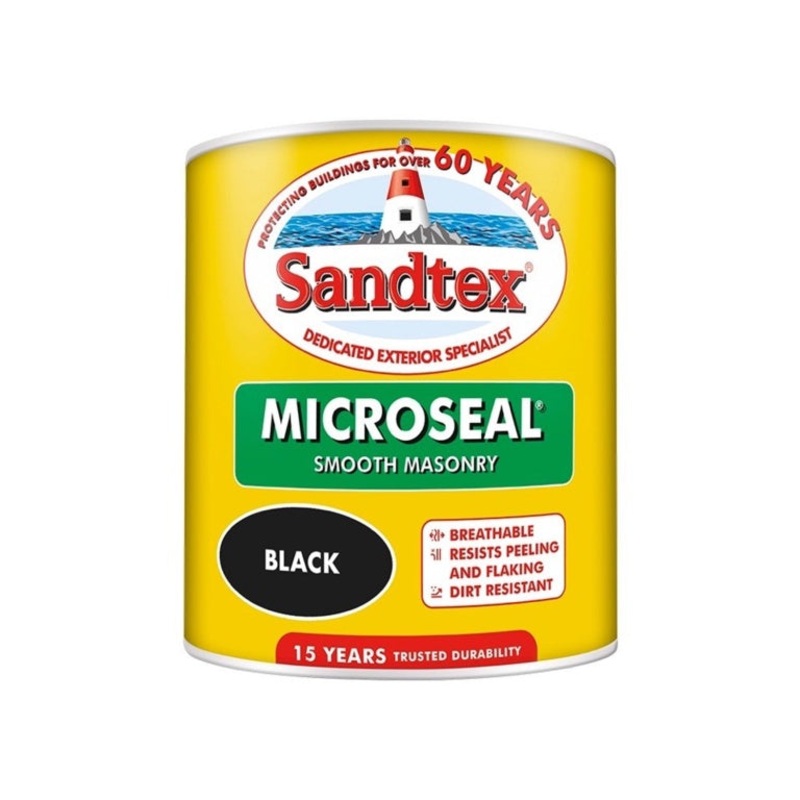 Sandtex Smooth Masonry 1L|Black|Pure Brilliant White