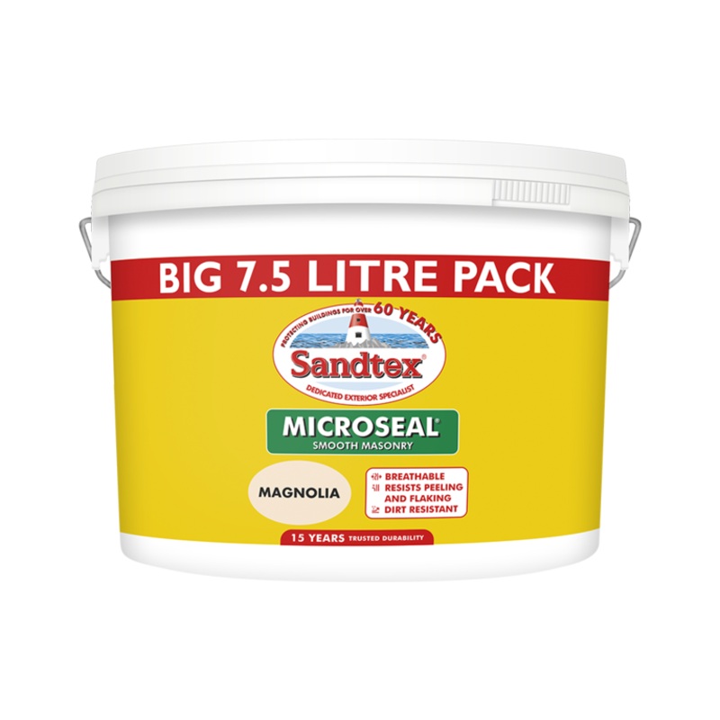 Sandtex Smooth Masonry 7.5L|Magnolia|Pure Brilliant White