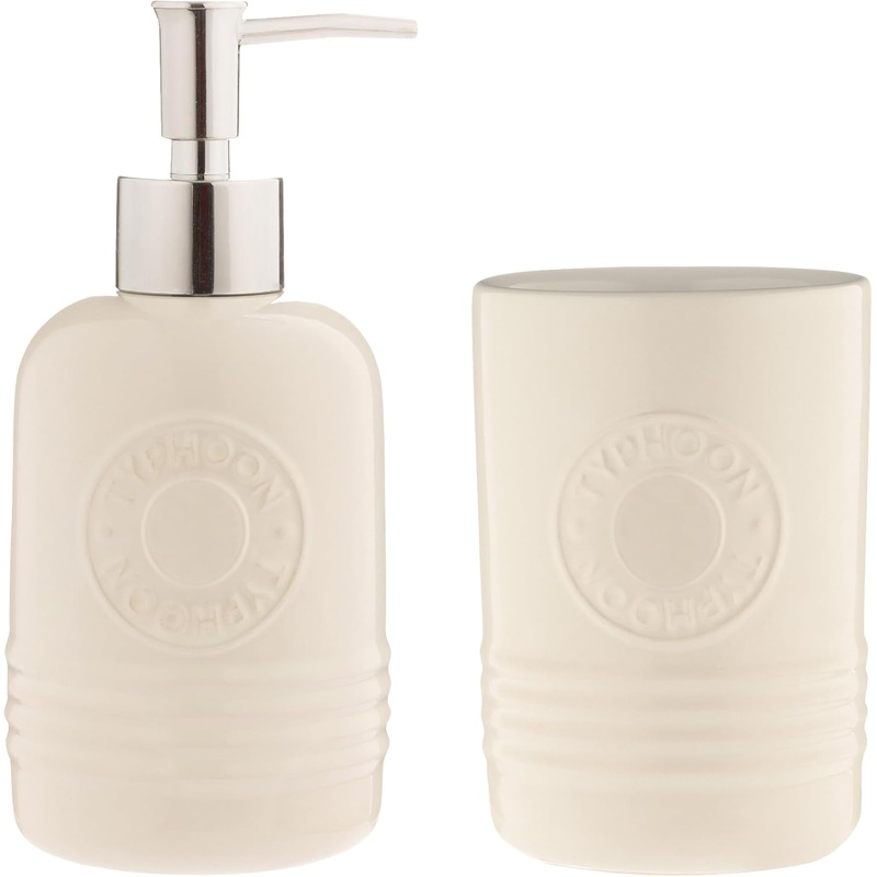 Typhoon Soap Dispenser & Tumbler Set  Cream