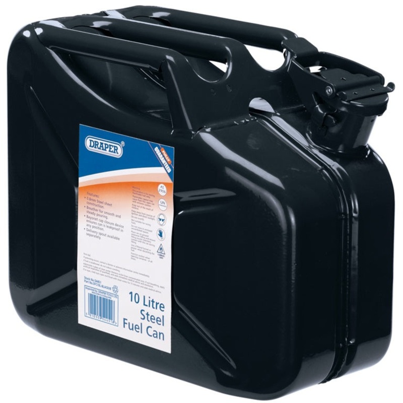 Draper Steel Fuel Can|Black 10L|Black 20L|Green 10L|Green 20L|Red 10L|Red 20L