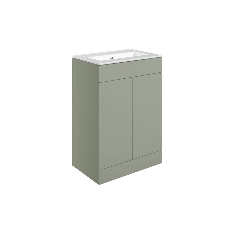 Glen 610mm Floor Standing 2 Door Basin Unit & 0TH Basin – Matt Olive Green