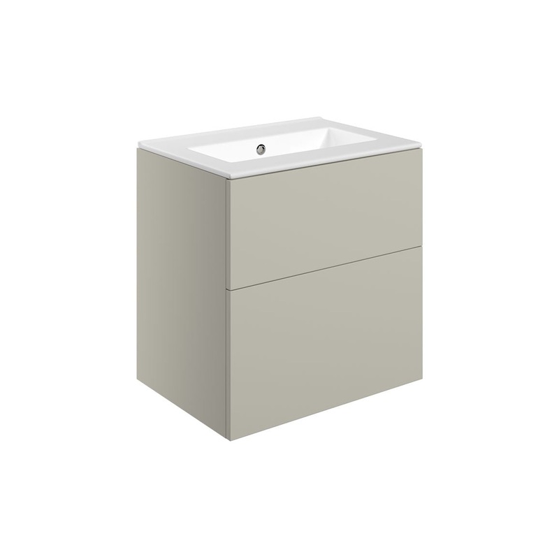 Glen 610mm Wall Hung 2 Drawer Basin Unit & 1TH Basin – Matt Latte