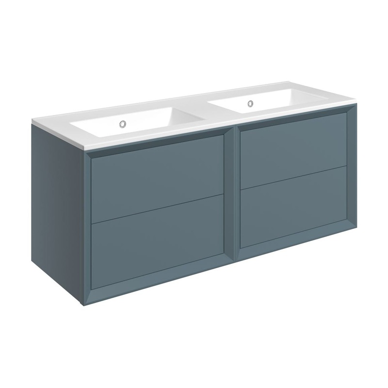 Ripon 1210mm Wall Hung 4 Drawer Basin Unit & 0TH Thin Edge Basin – Matt Storm Blue