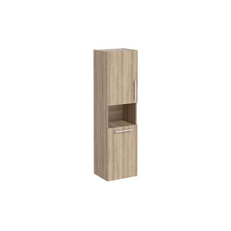 VitrA Root Flat 40cm 2 Door Semi-Tall Unit w/Laundry Basket (LH Hinge) – Natural Oak