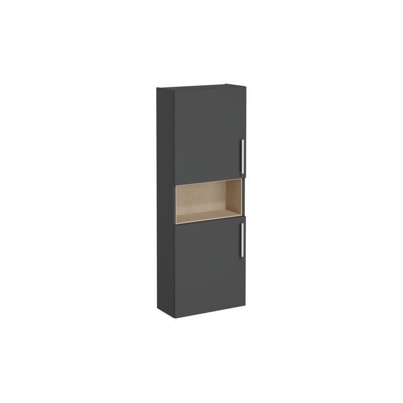 VitrA Root Flat 55cm 2 Door Semi-Tall Unit (LH Hinge) – Matt Storm Grey