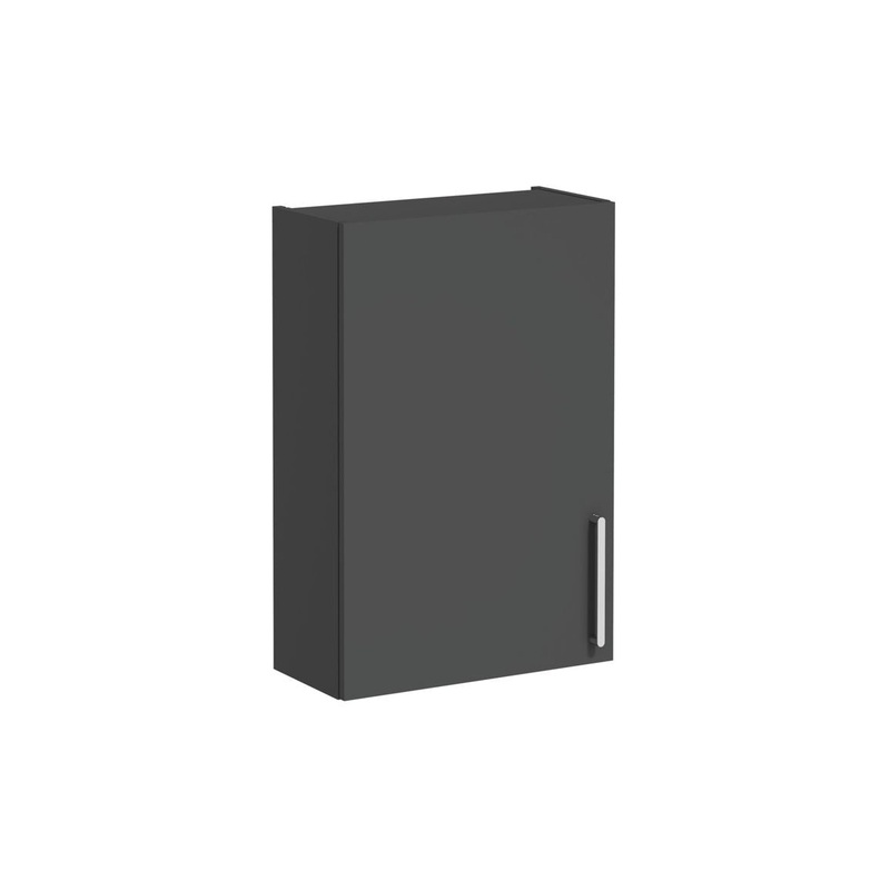 VitrA Root Flat 60cm 1 Door Upper/Wall Unit (LH Hinge) – Matt Storm Grey