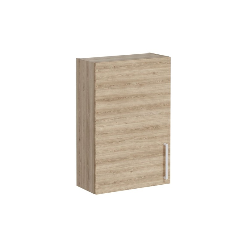 VitrA Root Flat 60cm 1 Door Upper/Wall Unit (LH Hinge) – Natural Oak