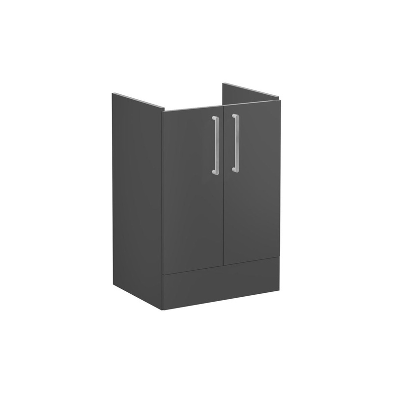 VitrA Root Flat 60cm 2 Door Floor Standing Washbasin Unit – Matt Storm Grey