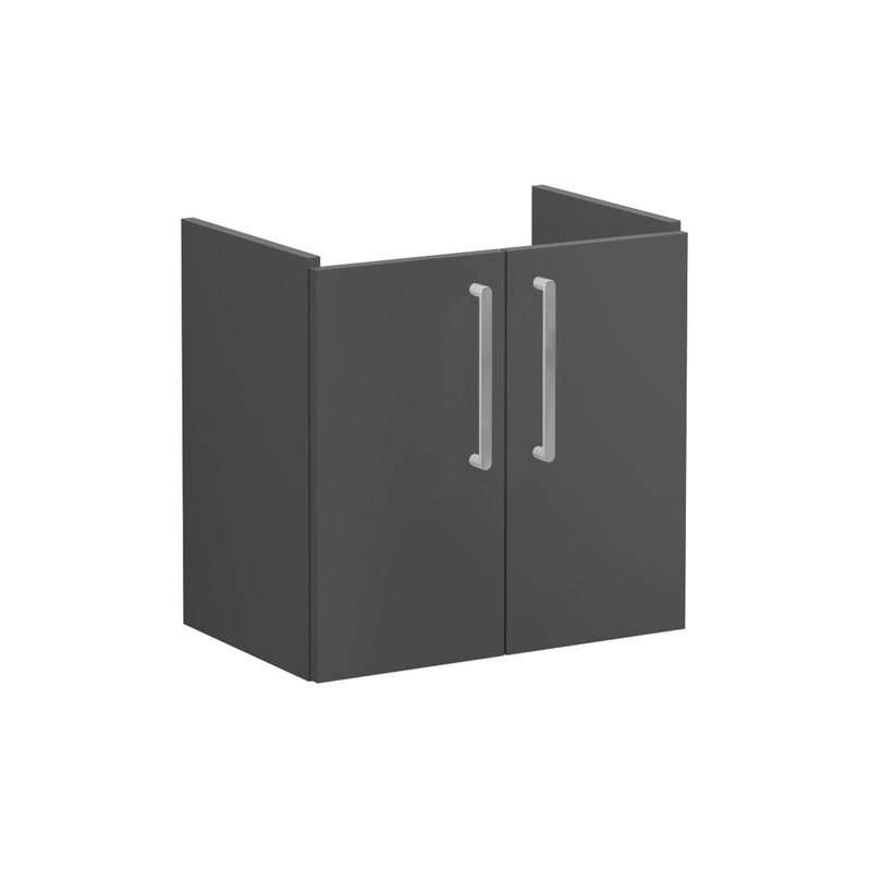 VitrA Root Flat 60cm 2 Door Wall Hung Slim Washbasin Unit – Matt Storm Grey