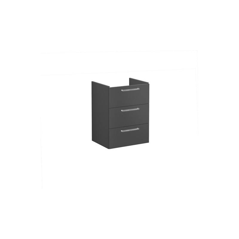 VitrA Root Flat 60cm 3 Drawer Washbasin Unit – Matt Storm Grey