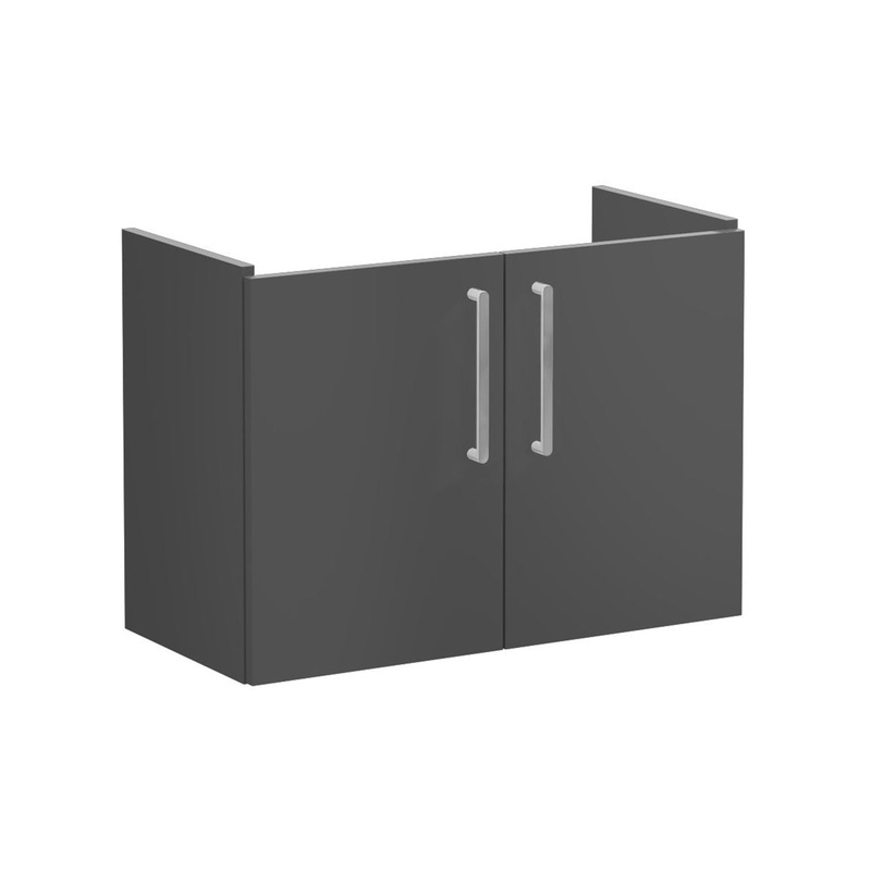 VitrA Root Flat 80cm 2 Door Wall Hung Slim Washbasin Unit – Matt Storm Grey)