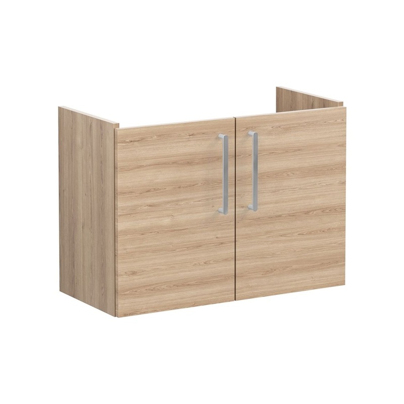 VitrA Root Flat 80cm 2 Door Wall Hung Slim Washbasin Unit – Natural Oak