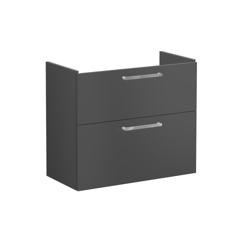 VitrA Root Flat 80cm 2 Drawer Slim Washbasin Unit – Matt Storm Grey