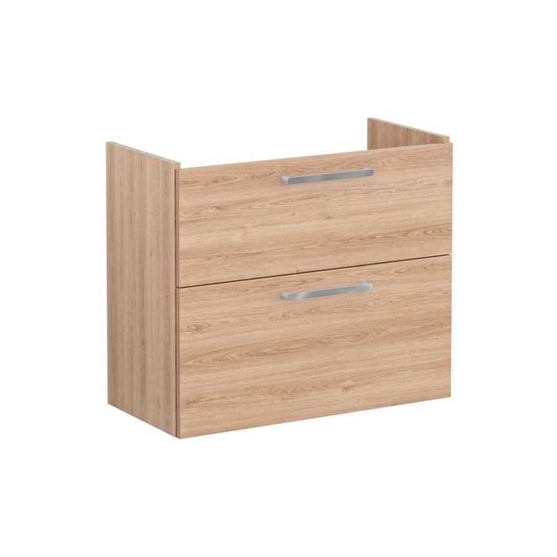 VitrA Root Flat 80cm 2 Drawer Slim Washbasin Unit – Natural Oak
