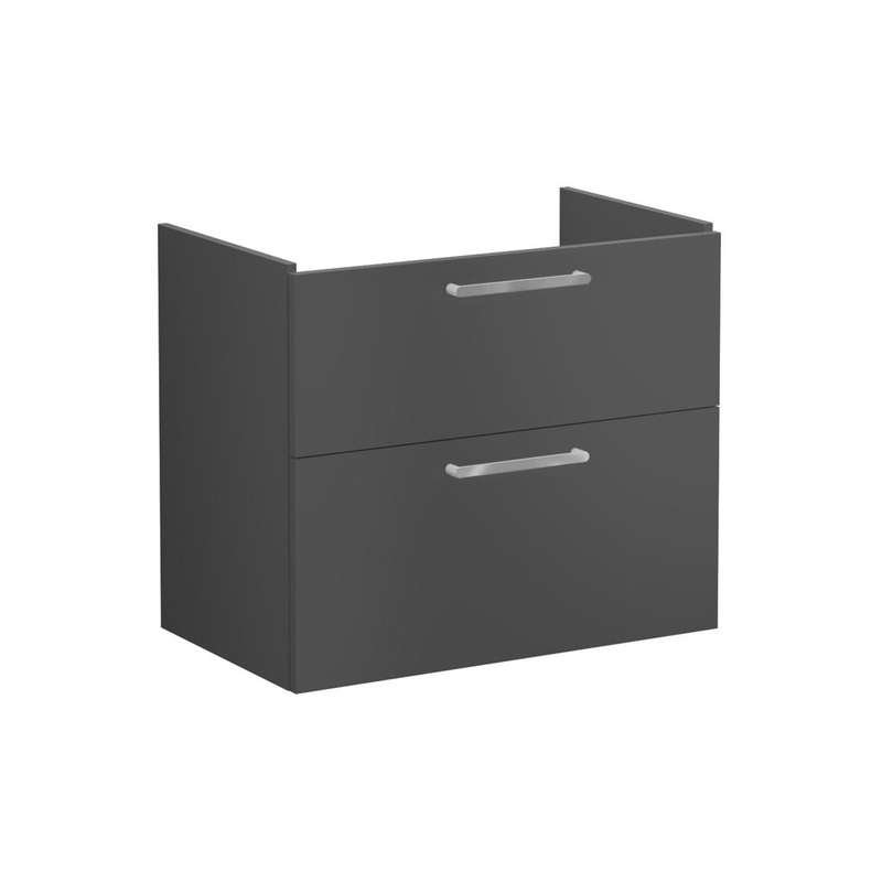 VitrA Root Flat 80cm 2 Drawer Washbasin Unit – Matt Storm Grey