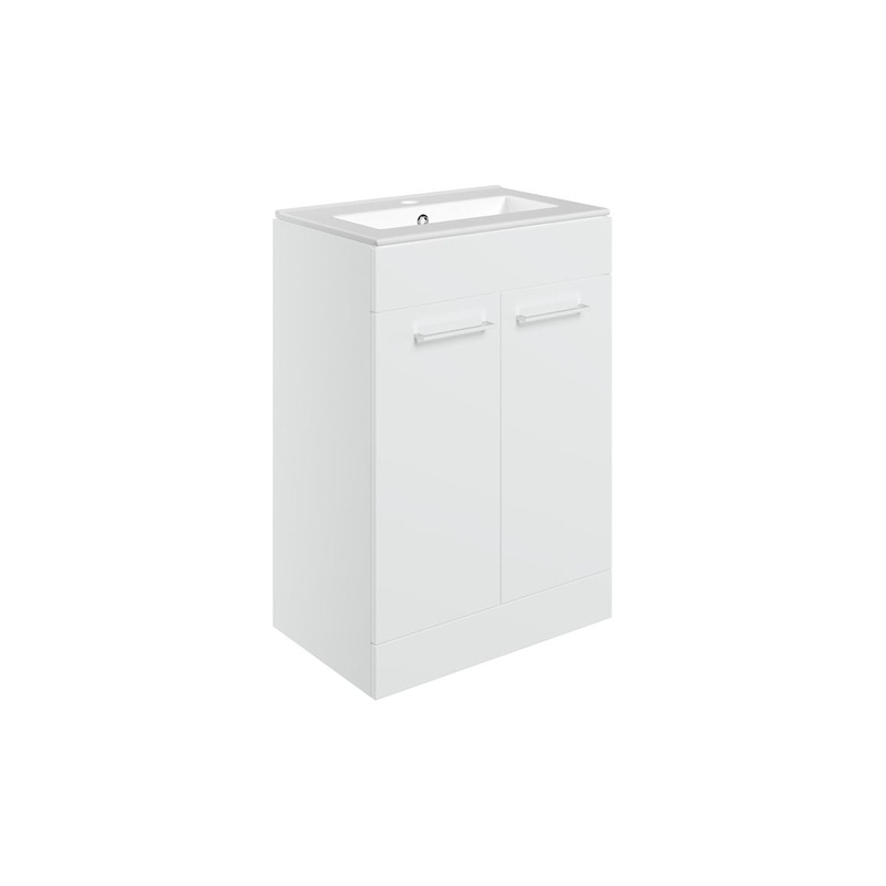 Bateba 610mm Floor Standing 2 Door Basin Unit & 0TH Thin Edge Basin – White Gloss