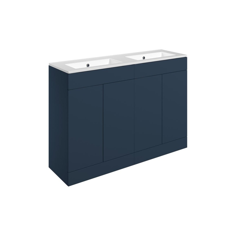 Glen 1210mm Floor Standing 4 Door Basin Unit & 0TH Basin – Matt Deep Blue