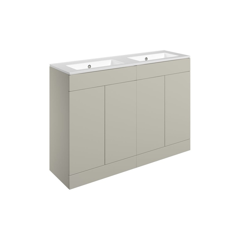 Glen 1210mm Floor Standing 4 Door Basin Unit & 0TH Basin – Matt Latte