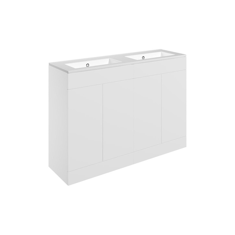 Glen 1210mm Floor Standing 4 Door Basin Unit & 0TH Basin – Matt White