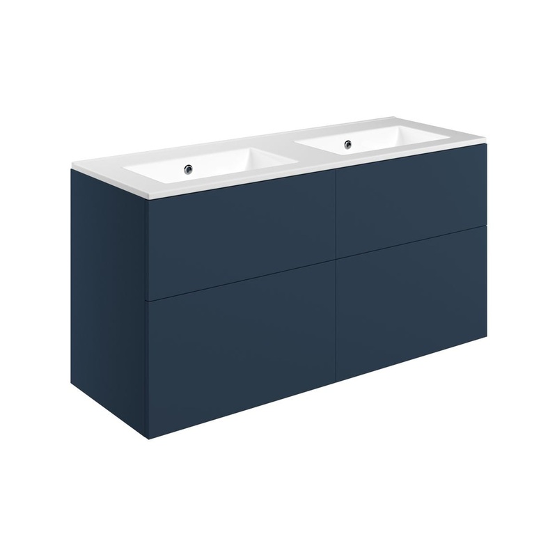 Glen 1210mm Wall Hung 4 Drawer Basin Unit & 0TH Basin – Matt Deep Blue