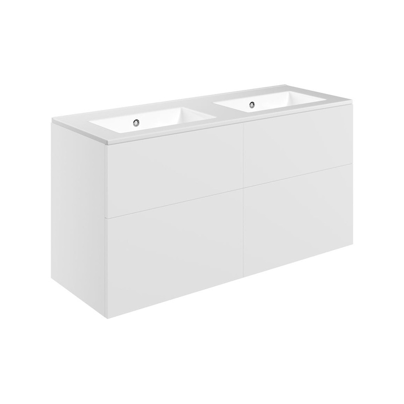 Glen 1210mm Wall Hung 4 Drawer Basin Unit & 0TH Basin – Matt White