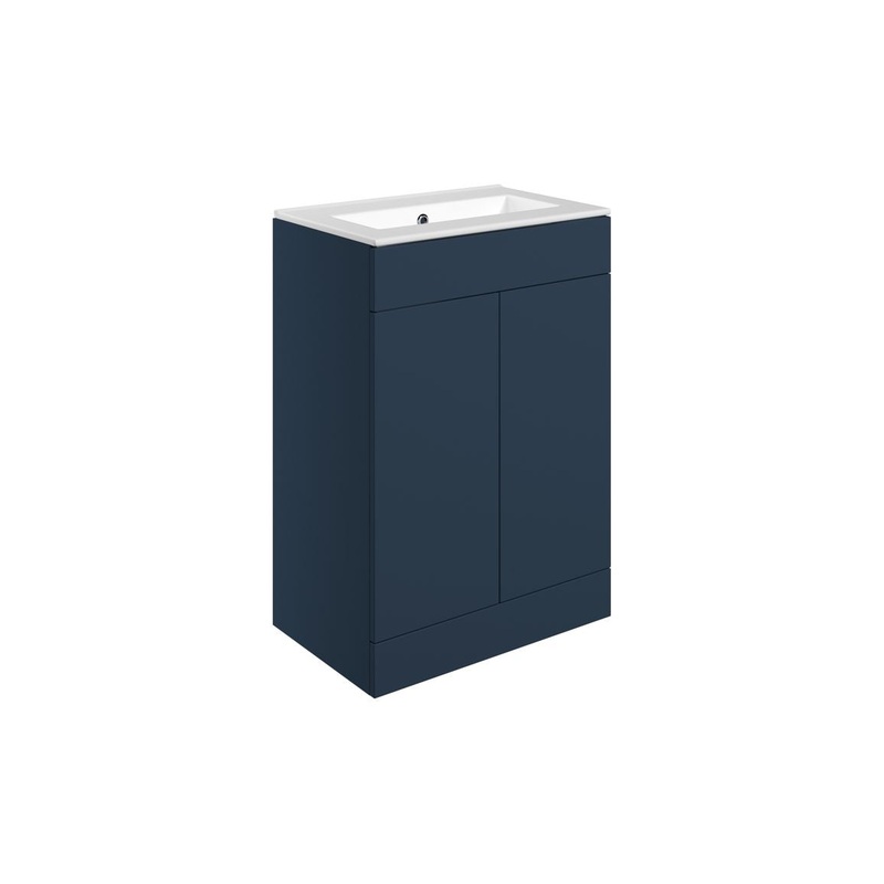 Glen 610mm Floor Standing 2 Door Basin Unit & 0TH Basin – Matt Deep Blue