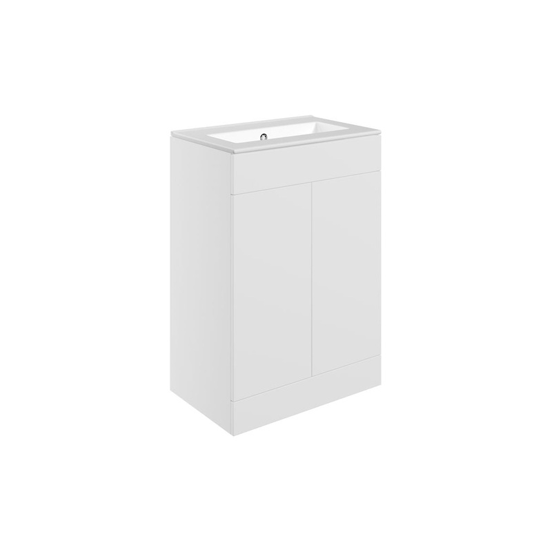 Glen 610mm Floor Standing 2 Door Basin Unit & 0TH Basin – Matt White