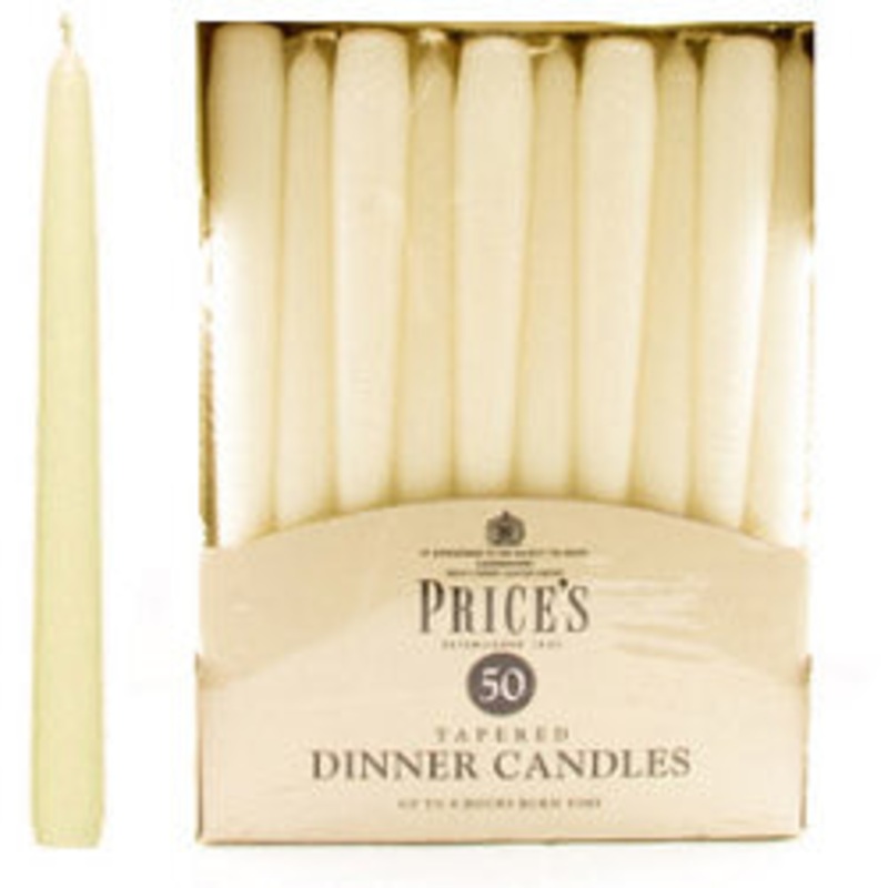 Price’s Candles Tapered Dinner Candle Unwrapped 50 Pack