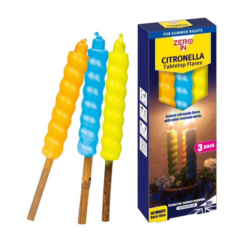 Zero In Table Top Citronella Flares Pack of 3  Beach Party Edition